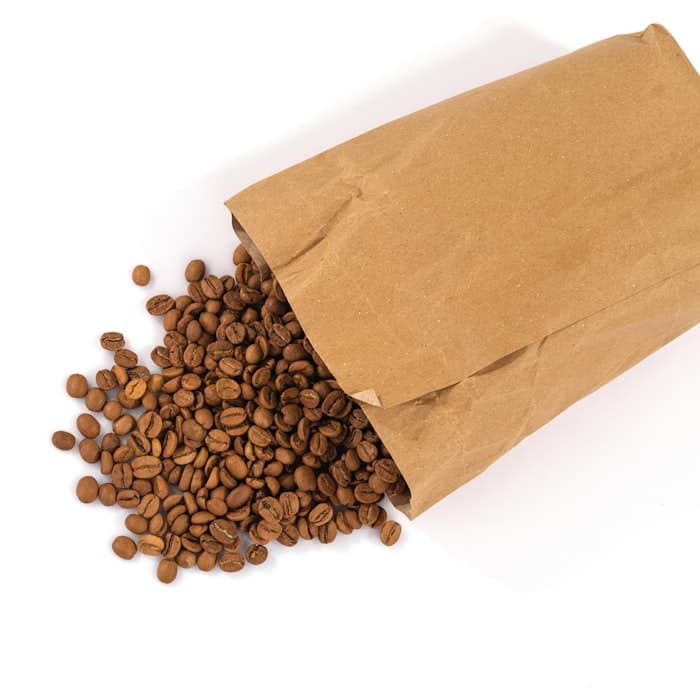 Single origin coffee beans in a bag